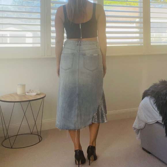 Sass & Bide denim sequin hi low skirt size 42 (12) - Picture 4 of 10